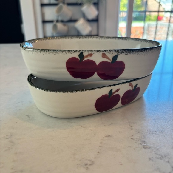 Vintage Alco Industries Apple Garden Stoneware 7x4.5" Ramekin Bowl Hand Painted - Picture 1 of 5